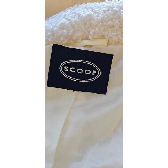 Scoop Cozy White Teddy Bear Coat‎ Shawl Collar Women Size L Fuzzy Furry - Picture 8 of 8